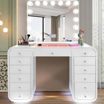 Aurora Vanity Station + Curve Hollywood LED Mirror